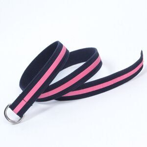 Belted Cow Co. Navy Canvas w/ Pink Stripe D-Ring Belt Men’s XL Made in USA